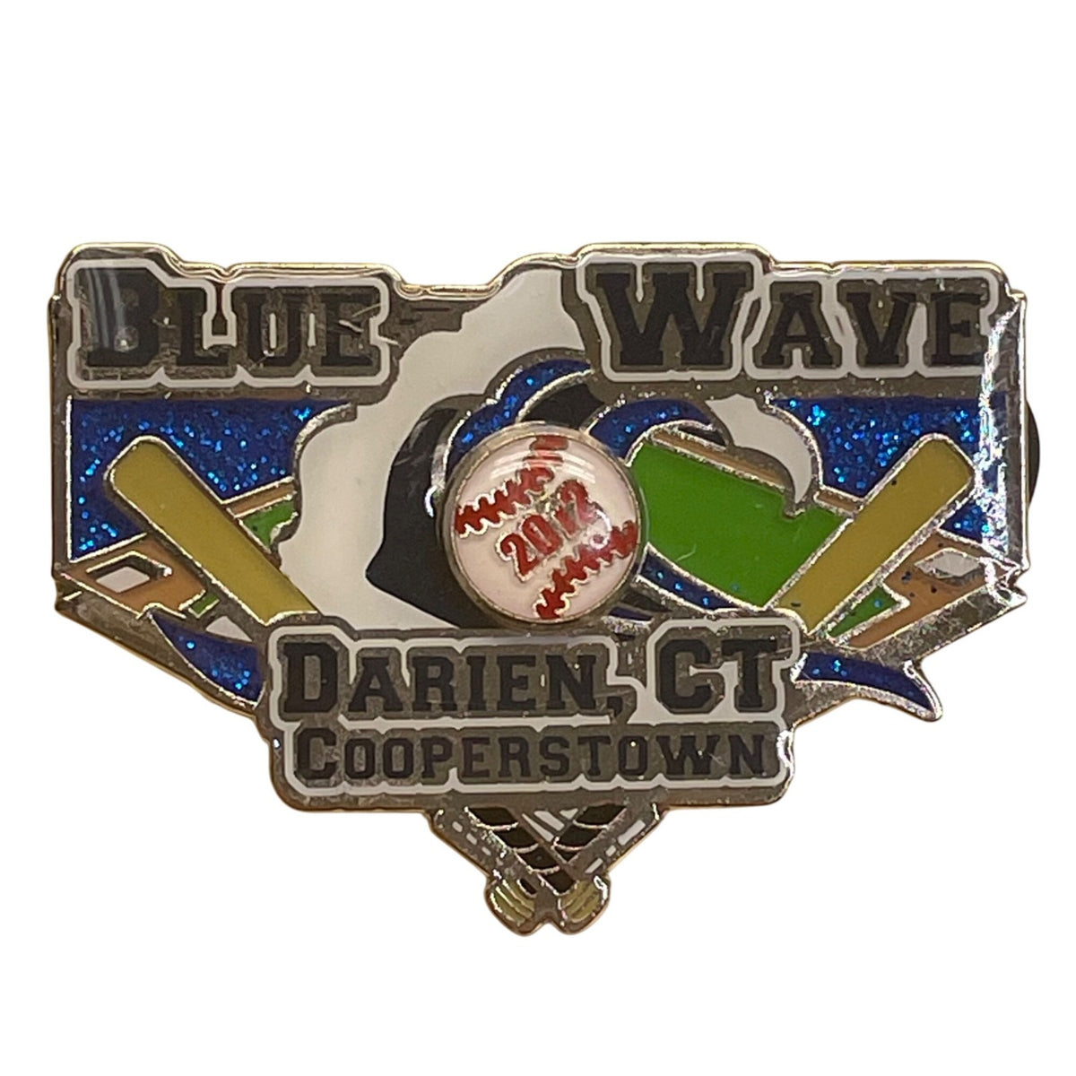 Blue Wave Darien CT Cooperstown 2022 Enamel Baseball Pin Double pin clutches