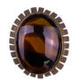 Vintage Womens Brown & Gold Tone Oval Brooch Pin Textured Metal Design