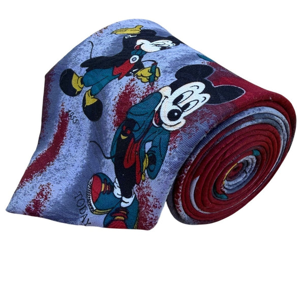 Mickey Unlimited Mens Red Mickey Mouse Cartoon Necktie Vintage Fun Design