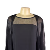 Eileen Fisher Womens Black Sheer Open Cardigan & Silk Dress Set Sz M