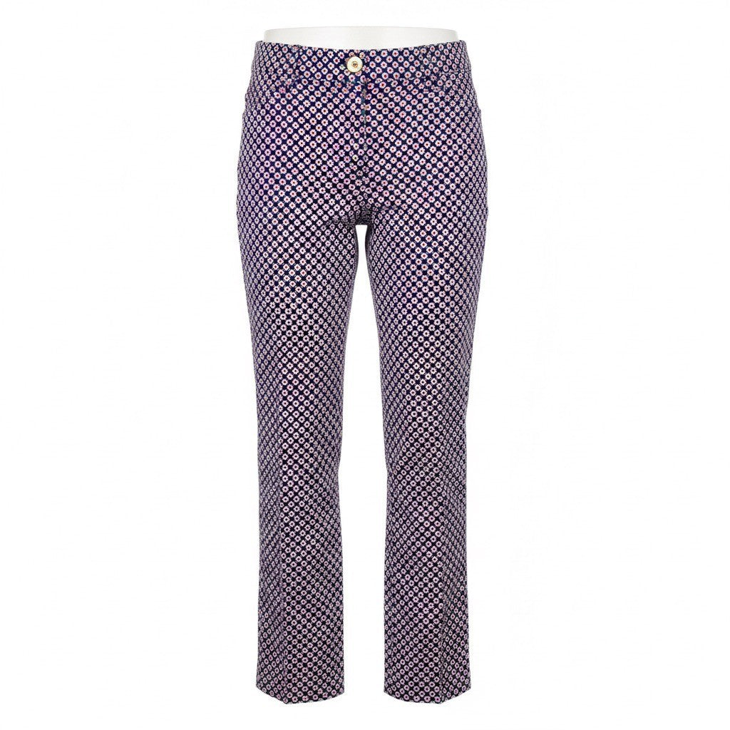 Michael Kors Womens Pink & Navy Cotton Blend Mid-Rise Cropped Pants Size 10P