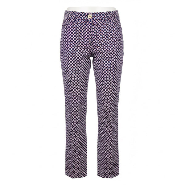 Michael Kors Womens Pink & Navy Cotton Blend Mid-Rise Cropped Pants Size 10P