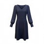 Ann Taylor Womens Navy Long Sleeve Midi Dress Zipper Waist Accents Size 6