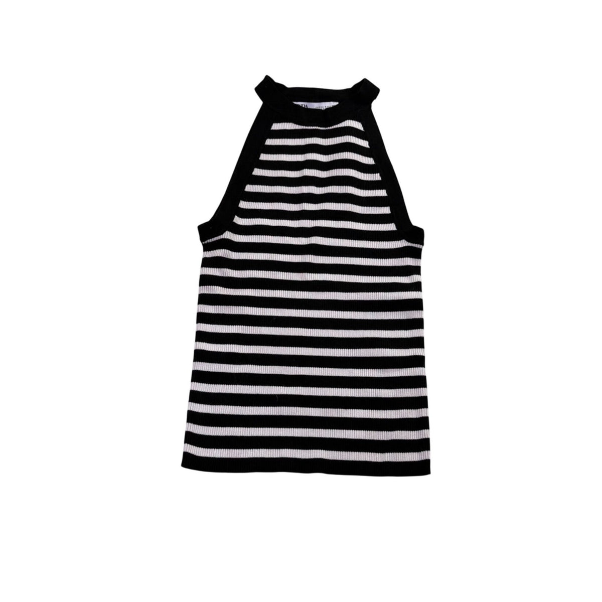 Zara Womens Black & White Striped Sleeveless Halter Tank Top Size S