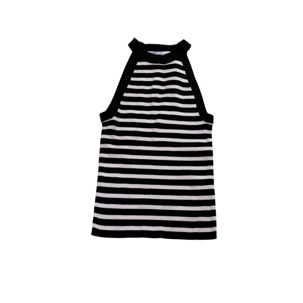 Zara Womens Black & White Striped Sleeveless Halter Tank Top Size S