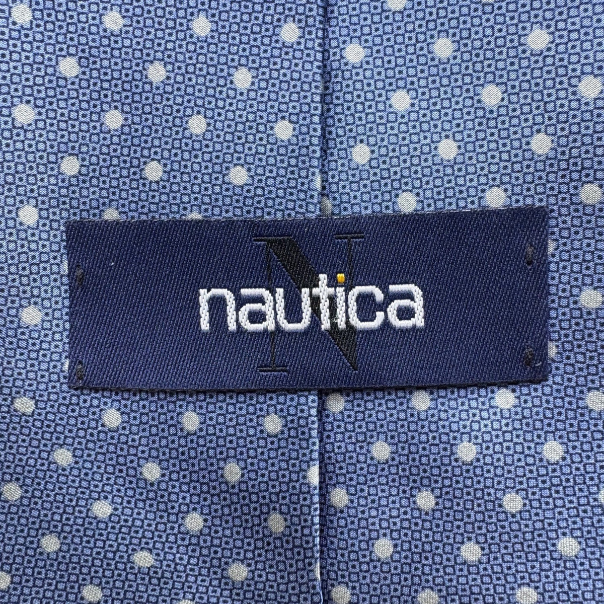 Nautica Mens Blue Silk Polka Dot Tie Made In Mexico Imported Necktie