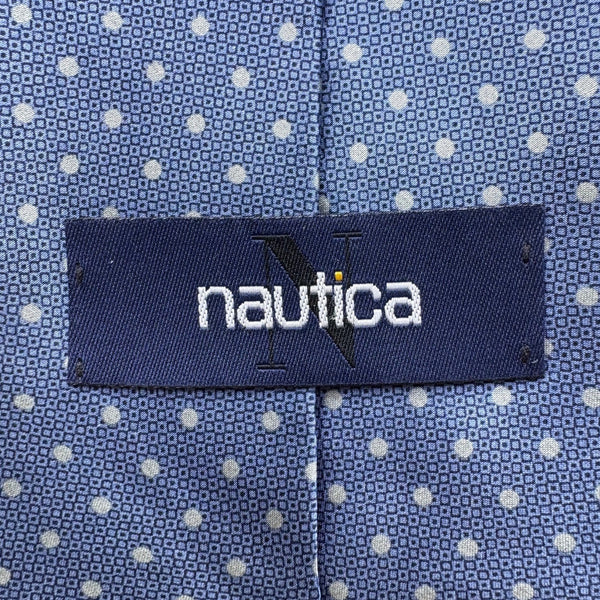 Nautica Mens Blue Silk Polka Dot Tie Made In Mexico Imported Necktie