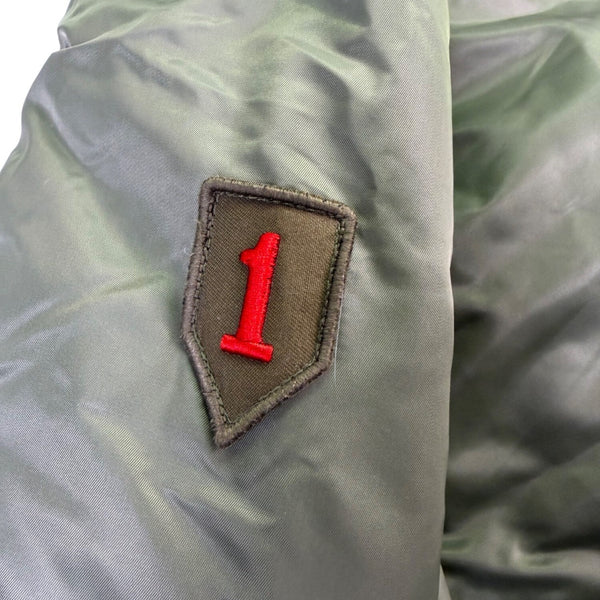 U.S. Army Mens Olive Nylon Bomber Jacket Lightweight Warm Ribbed Cuffs Pockets L