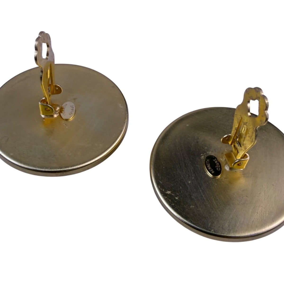 Kenneth Lane Womens Gold Tone Faux Pearl Clip-On Earrings Vintage Round Design