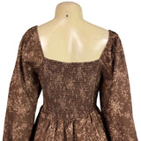 Altard State Womens Brown Cotton Floral Print Long Sleeve Tiered Mini Dress Sz M
