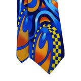 Rush Limbaugh No Boundaries Collections Blue Silk Tie Flame & Checkered Pattern
