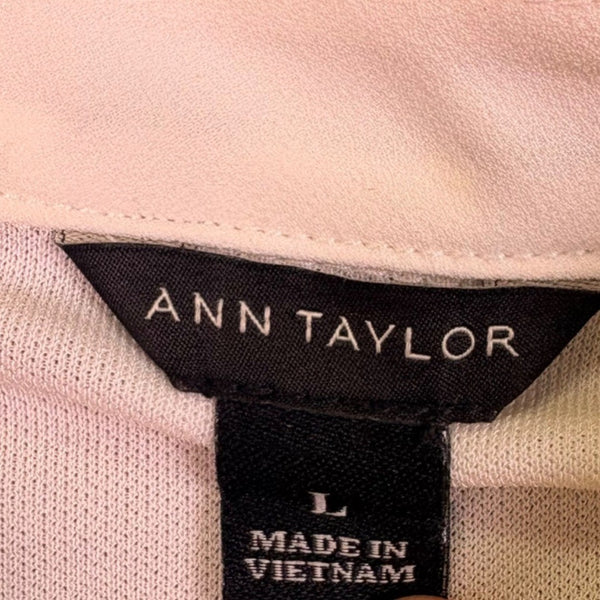 Ann Taylor Womens White Ruffle Detail Sleeveless Blouse Size L