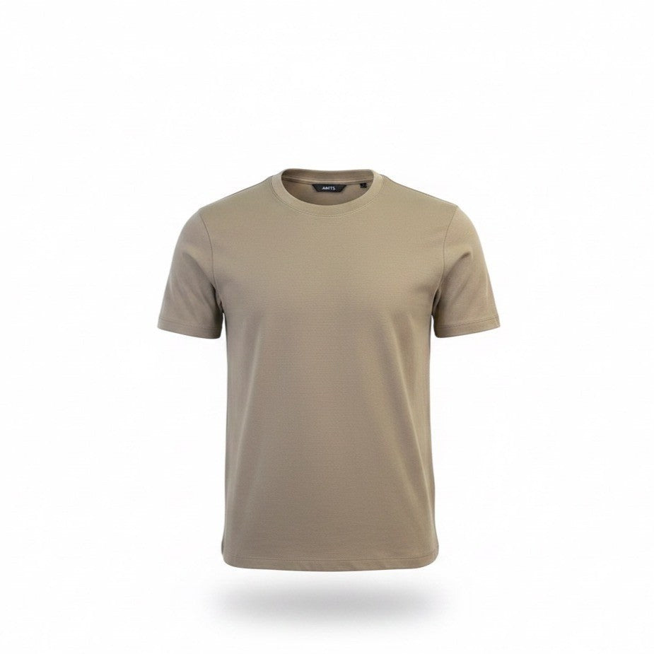 Cuts Womens Beige Cotton & Spandex Crew Neck Short Sleeve T-Shirt Size L