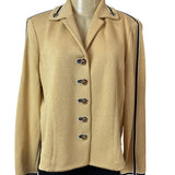 St. John Collection Knitted Beige Button-Up Womens Blazer Jacket Beige Sz 8