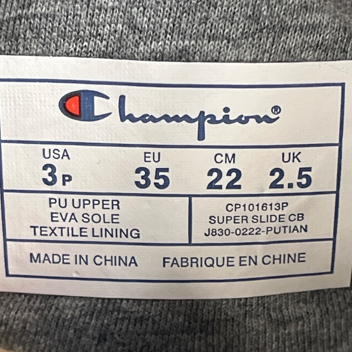 Champion Super Slide CB Sandals Black White Preschool Sz 3