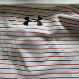 Under Armour Mens White Striped Polo Shirt UPF 50 Short Sleeve Golf Sz M