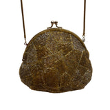 Walborg Women’s Yellow & Gold Beaded Clasp Closure Vintage Design Evening Bag