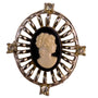 Vintage Coro Womens Gold Tone Rhinestone Filigree Black/White Cameo Brooch