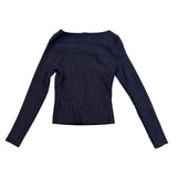 Abercrombie & Fitch Womens Black Long Sleeve Ribbed Top Stretchy Slim Fit Sz S