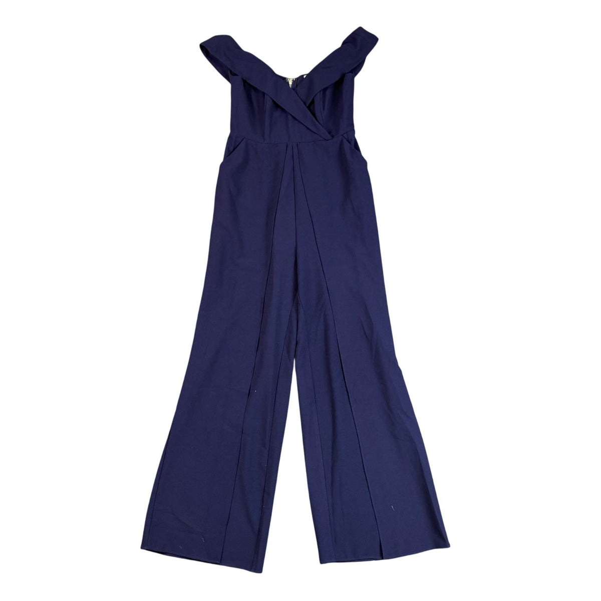Luxxel Womens Navy Spandex Blend Off The Shoulder Wide Leg Jumpsuit Size M