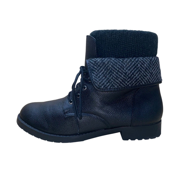 Torrid Women’s Black Faux Leather Side Zipper Fold-Over Ankle Boots Size 12W