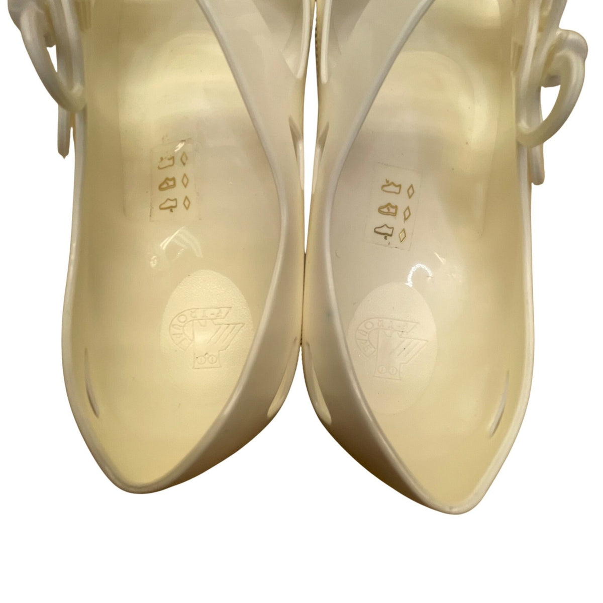 F-Troupe Women’s White PVC Buckle Strap Open Toe Sandals Size EU37/US7