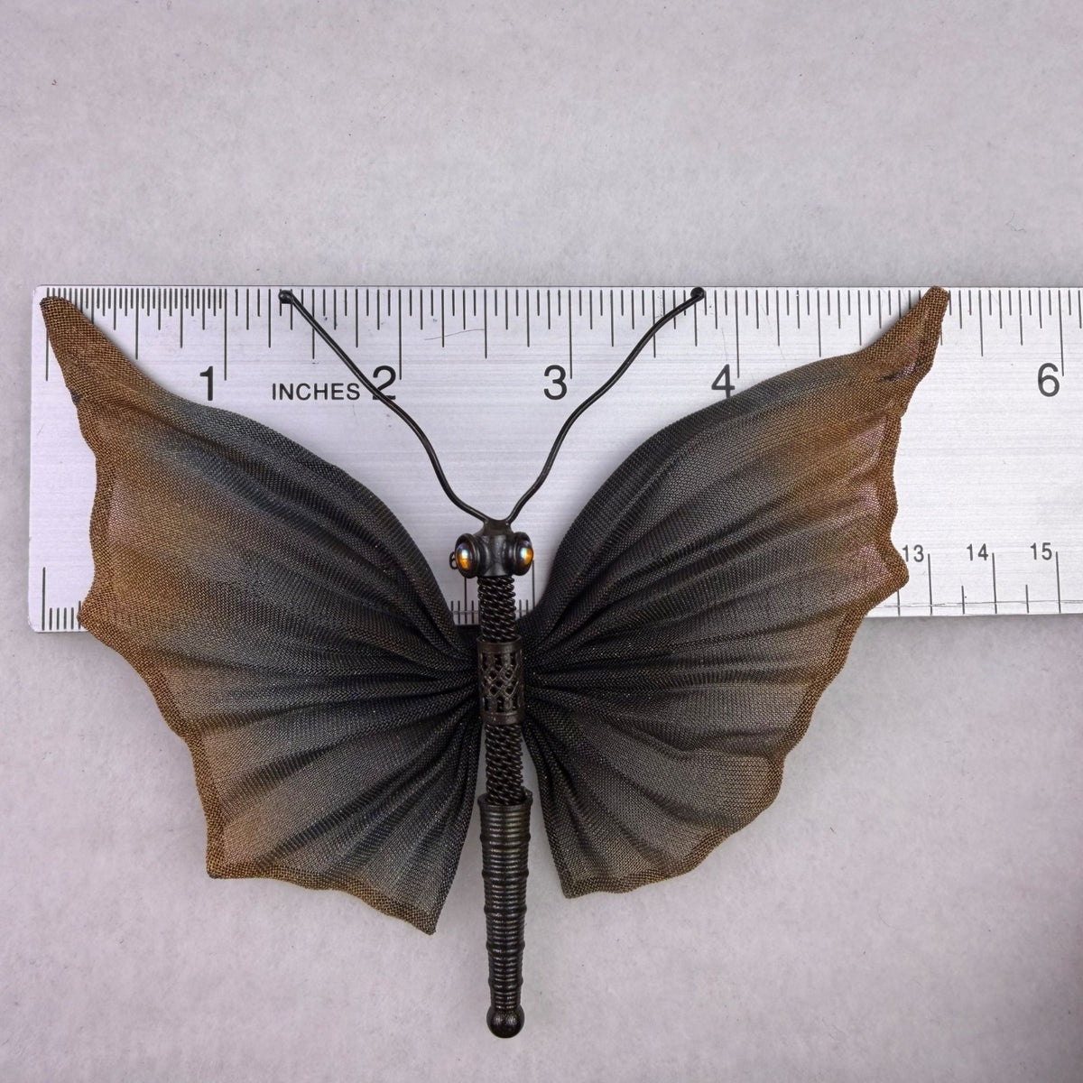 Sarah Cavender Womens Black Mesh Butterfly Brooch Pin Lightweight Abstract