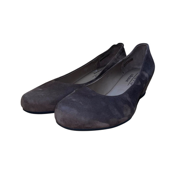 Lazio Collezione Women’s Caviar Brown Suede Giorgia Dress Wedges Slip-On Size 40