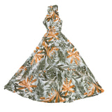 Kate & Lily Womens Green Orange Halter/Maxi Dress Tropical Print Size 12