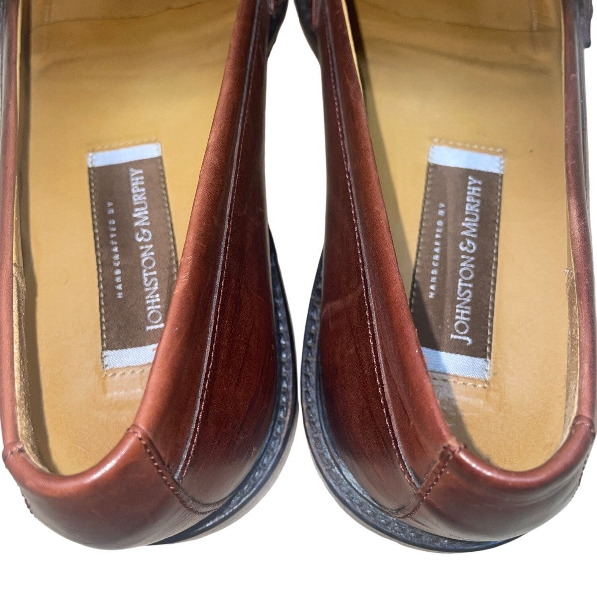 Handcrafted Johnston & Murphy Men’s Brown Leather Tassel Slip-On Loafers Size 11
