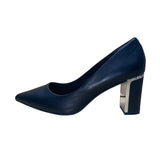 Alfani Women’s Black Leather Step N Flex Block Heel Dress Pumps Size 9M