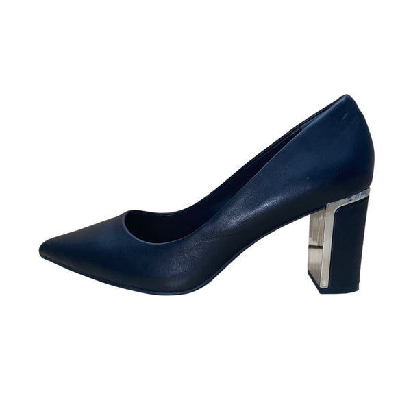 Alfani Women’s Black Leather Step N Flex Block Heel Dress Pumps Size 9M