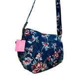 Vera Bradley Womens Navy Quilted Floral Adjustable Strap On-The-Go Crossbody Bag