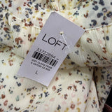 Loft Women’s Ivory Multicolor Polyester Ruffle Sleeveless Blouse Size L - New