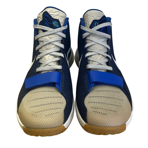 Nike Men’s Navy Blue Tan White Mesh High Top KD Basketball Shoes Sneakers Sz 14