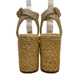 Sam Edelman Women’s Beige Woven With Ankle Strap Platform Wedge Sandals Sz 7.5M