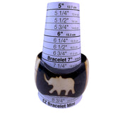 Vintage Chunky Horn Bangle Bracelet With Elephant Inlay Black & Beige Women