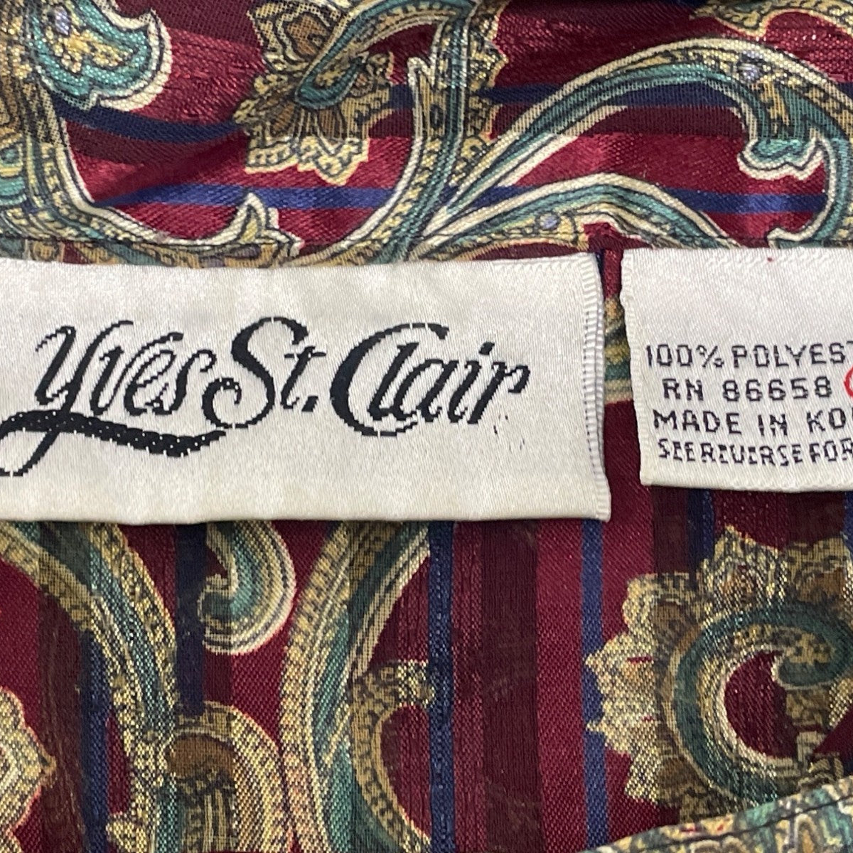 Vintage Yyes St. Clair Paisley Print Button-Up Long Sleeve Blouse Womens Size 12