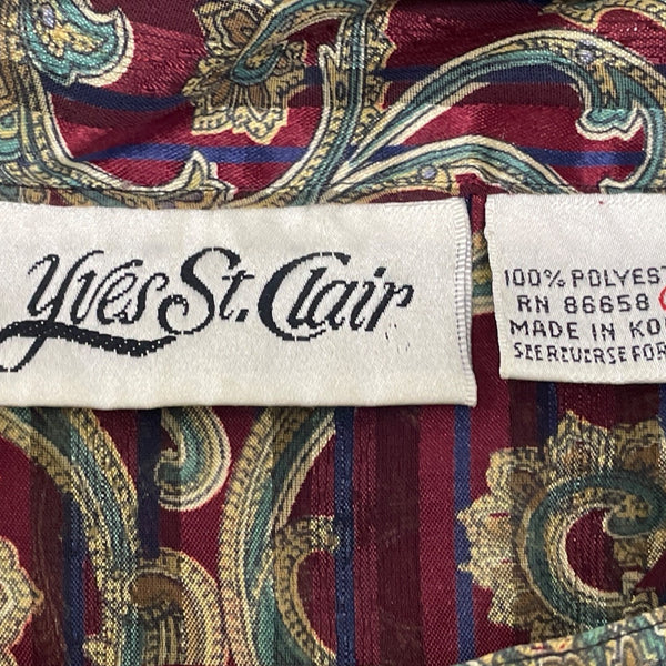 Vintage Yyes St. Clair Paisley Print Button-Up Long Sleeve Blouse Womens Size 12