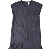 Chicos Womens Black Tassel-Trim Sleeveless Shift Dress Size 2
