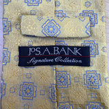 Jos. A. Bank Mens Yellow & Blue Silk Tie Signature Collection Geometric Pattern