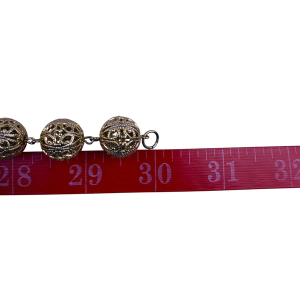 Gold Tone Large Filigree Pendant Drop Necklace For Women Ornate Beaded Statement