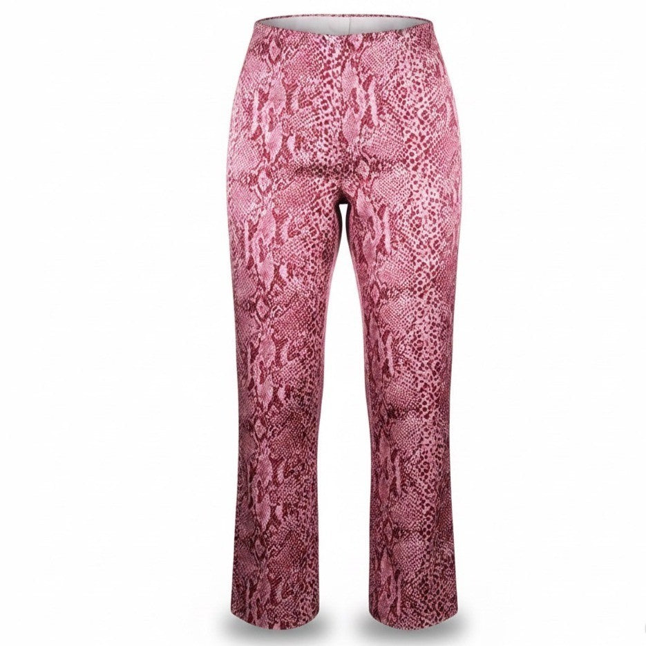 Kay Unger Womens Pink Silk Snake Print Pants Lightweight Straight Leg Size 4