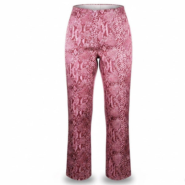Kay Unger Womens Pink Silk Snake Print Pants Lightweight Straight Leg Size 4