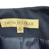 Nipon Boutique Womens Black Embellished Collar Open-Front Jacket Size 4