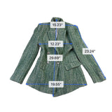 Zara Womens Green Cotton Blend Tweed Double-Breasted Blazer Stylish Morocco Size