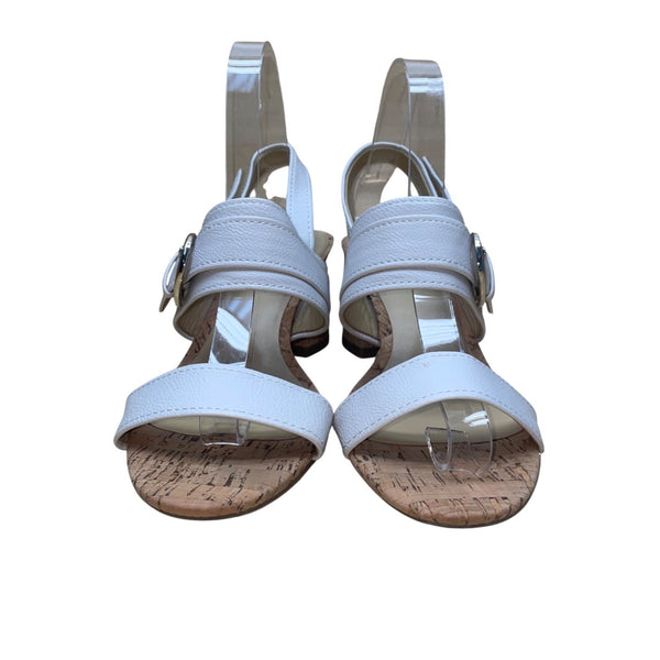 Naturalizer Women’s White With Buckle Straps Cork-Heel Kaylee Sandals Size 7.5M