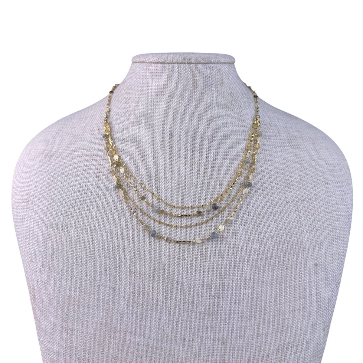 Serafina Womens Gold Tone Multi-Strand Necklace With Blue Beads