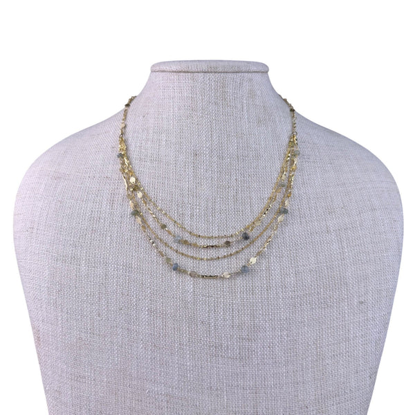 Serafina Womens Gold Tone Multi-Strand Necklace With Blue Beads
