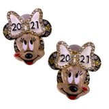Disney X Baublebar Gold Tone Minnie Mouse Earrings 2021 Crystal Rhinestone Accen
